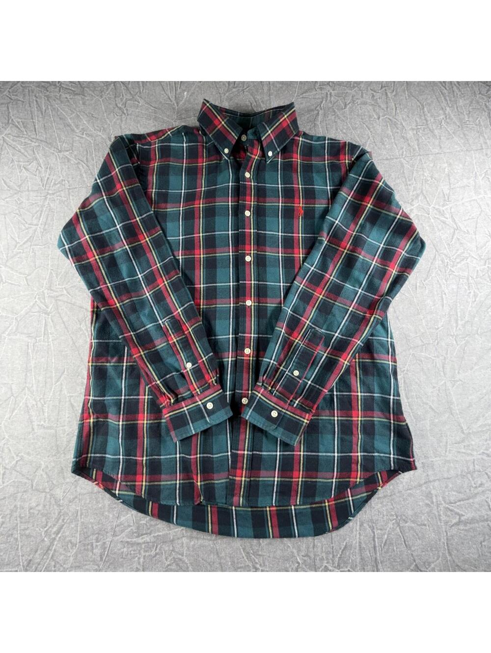 Ralph Lauren Shirt Men's L Green Plaid Performance Flannel